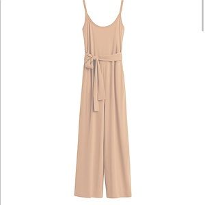 Cuyana V Back Jumpsuit Light Beige